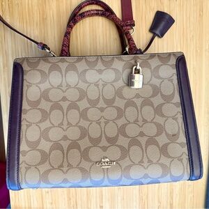Coach Brown and Purple Satchel with Signature Design
